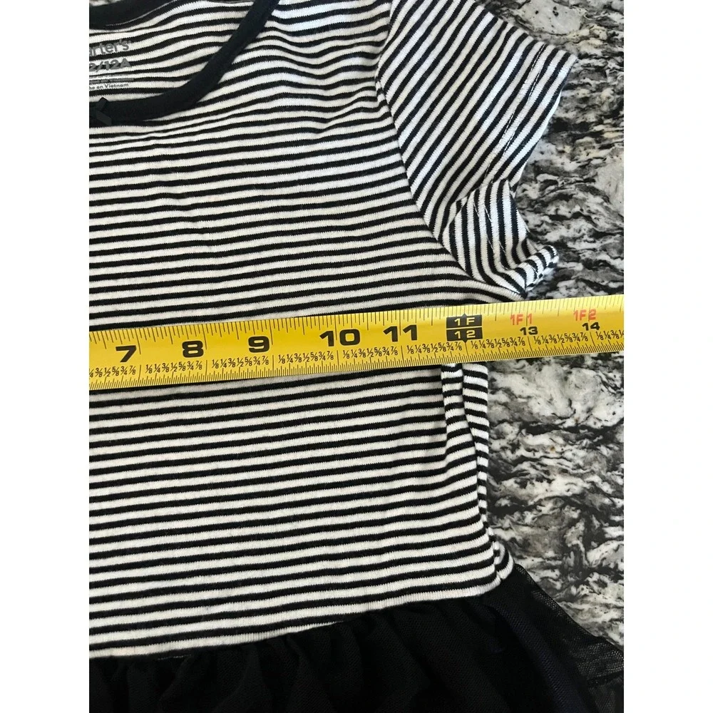 Carter's Halloween Tiered Tulle Dress‎ Kids 12 Black White Striped Round Neck